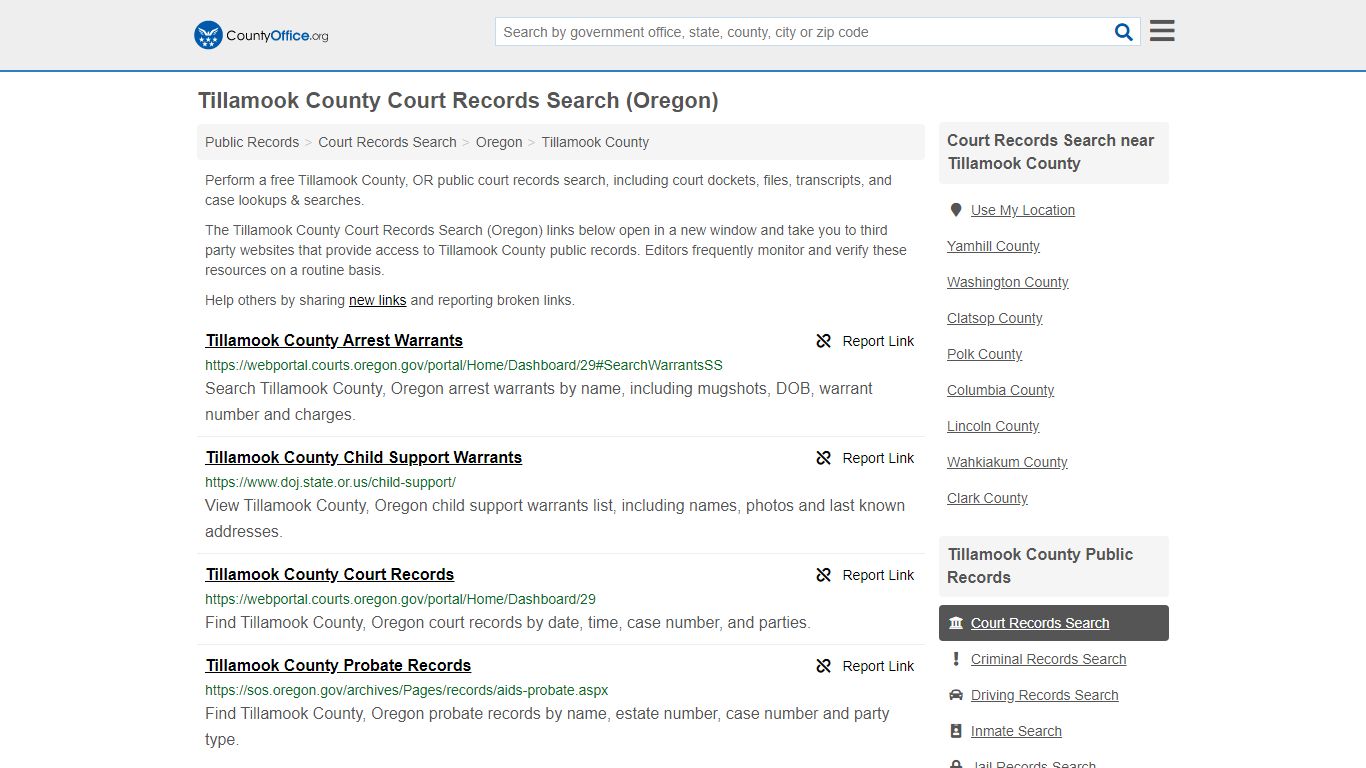 Court Records Search - Tillamook County, OR (Adoptions ...