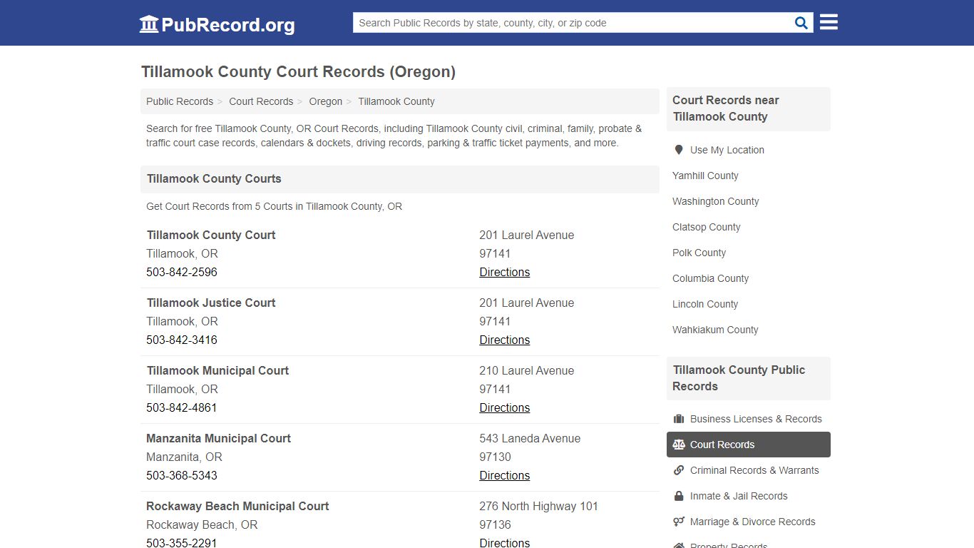 Free Tillamook County Court Records (Oregon Court Records)