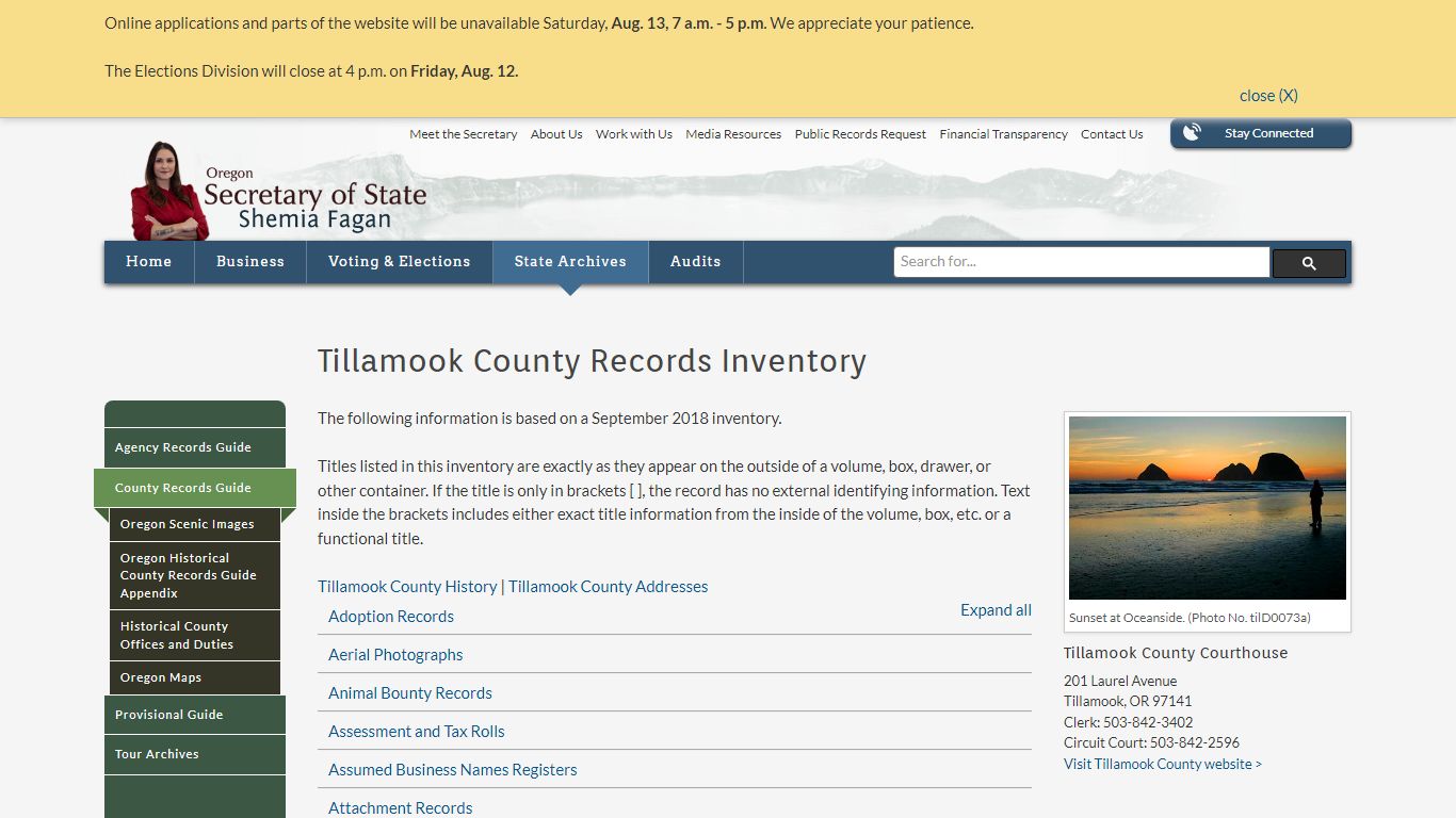 State of Oregon: County Records Guide - Tillamook County ...